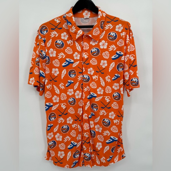 NHL NY Islanders Hockey Hawaiian Button Down Men’s size XL Opening Day Fun‎ - Picture 1 of 6